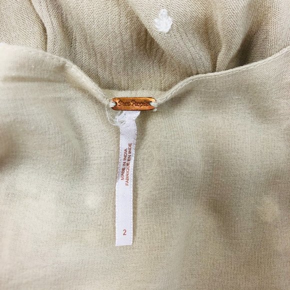 Free People tan white embroidered jasmine dress 2 - Picture 4 of 5